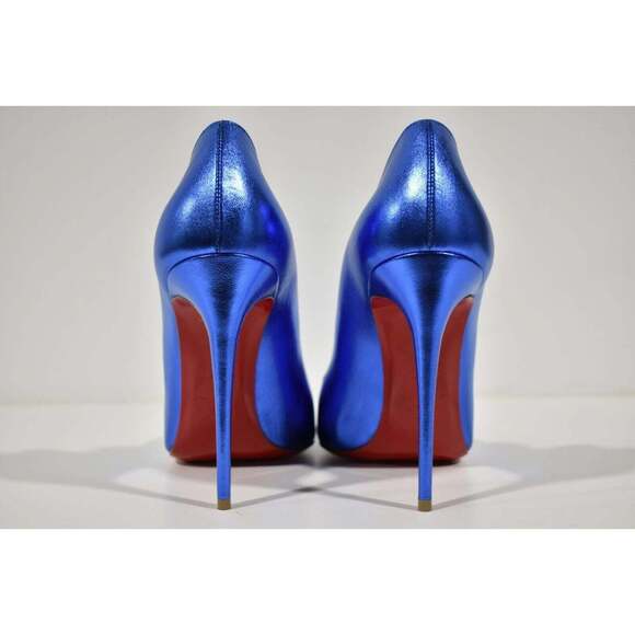 Christian Louboutin Hot Chick 100 Alize Blue Leather Pointed Toe Heel Pump 40 - Picture 11 of 12
